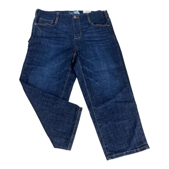 Time & True Women Blue Pull On Denim Capri Jeans Size M(8-10) Cotton High Rise - Picture 1 of 9